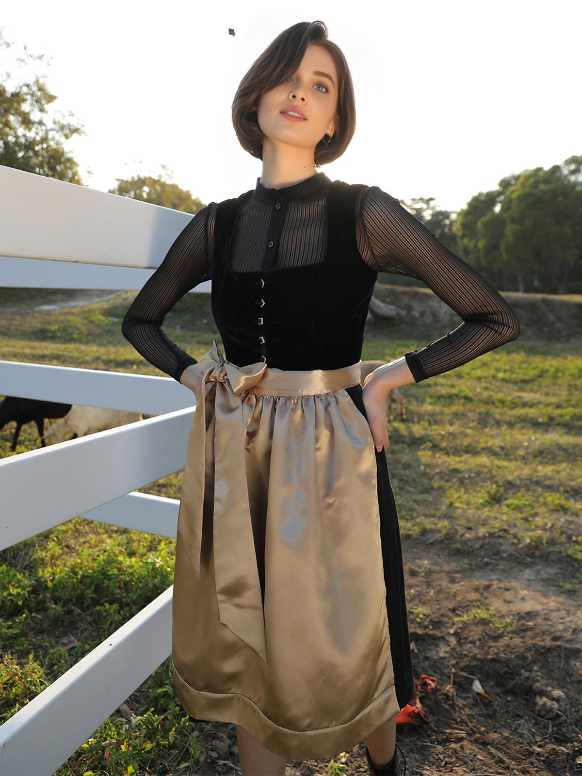 Dirndl mit Ausschnitt in Schwarz
